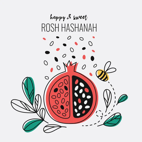 Χαρούμενη και γλυκιά ευχετήρια κάρτα Rosh Hashanah — Διανυσματικό Αρχείο