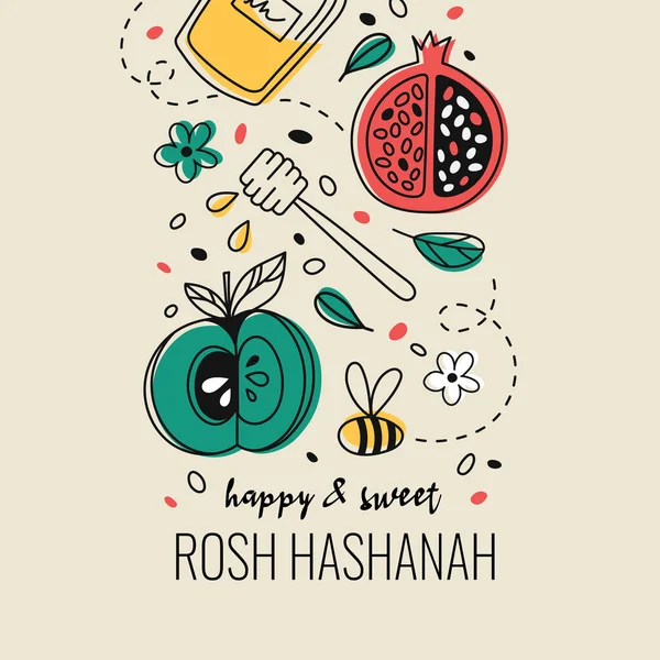 Rosh hashanah cartão postal comemorativo em fundo pastel —  Vetores de Stock