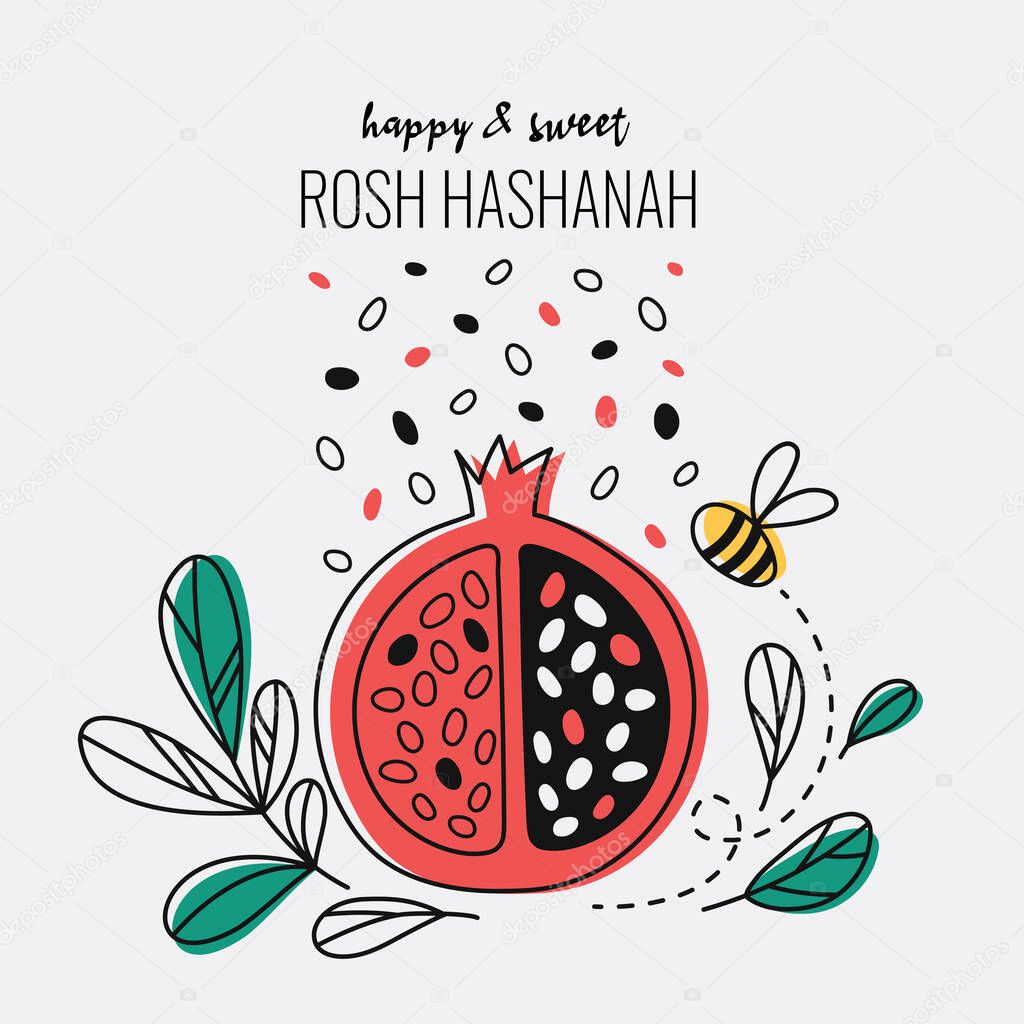 Happy and sweet rosh hashanah greeting card