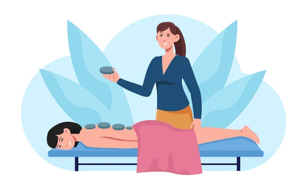 Massage mit heißen Steinen — Stockvektor