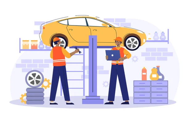 車のサービスと修理の概念 — ストックベクタ