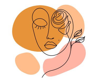 Modern çizgi minimalist kadın yüzü