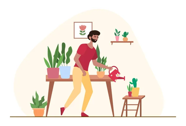 Plantas que regam o homem — Vetor de Stock