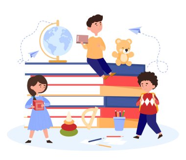 okula giden mutlu çocuk