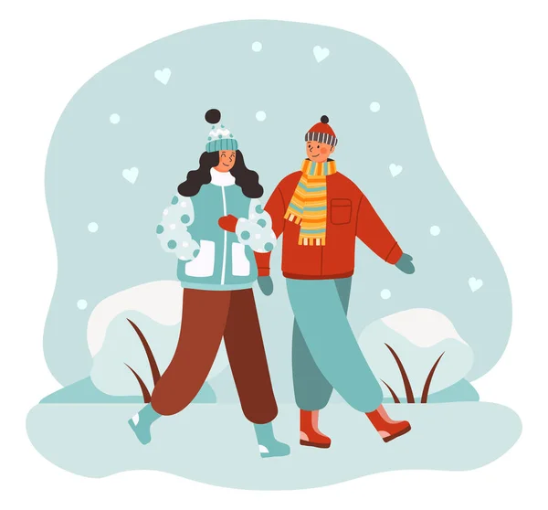 Couple amoureux en hiver — Image vectorielle