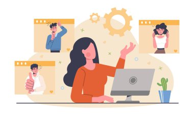 Bilgisayardaki kız olumlu eleştirileri okuyor