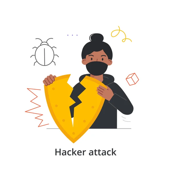 Hacker támadás koncepció — Stock Vector