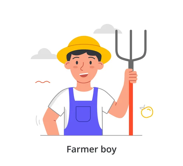 Conceito de rapaz agricultor — Vetor de Stock