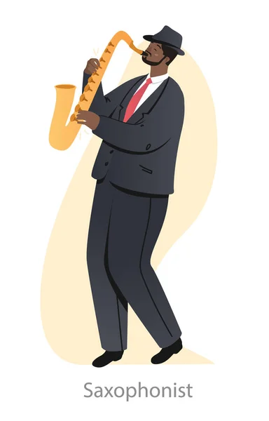 Conceito saxofonista masculino — Vetor de Stock