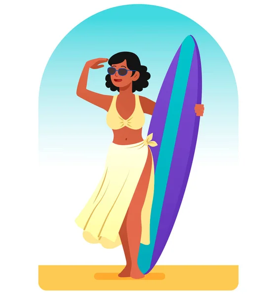 Kadın sörfçü konsepti — Stok Vektör
