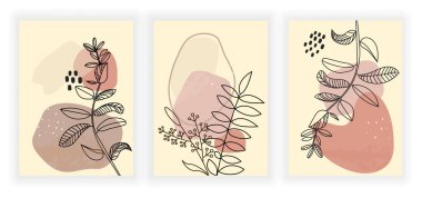 Botanik duvar sanatı seti.