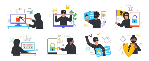 Hacker tevékenység vektor koncepció — Stock Vector