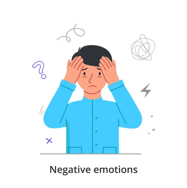 Uomo con emozioni negative — Vettoriale Stock