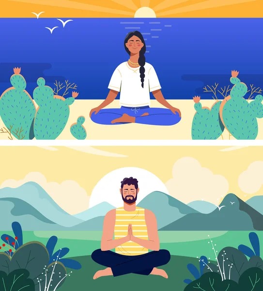 Meditation und Yoga-Konzept — Stockvektor