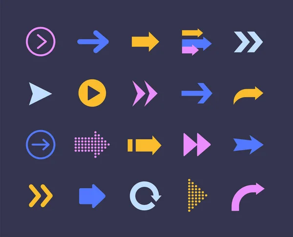 Ensemble d'icônes flèches colorées — Image vectorielle