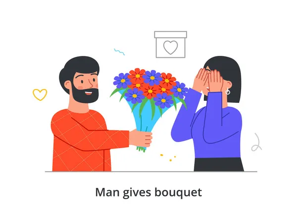 L'homme donne bouquet — Image vectorielle