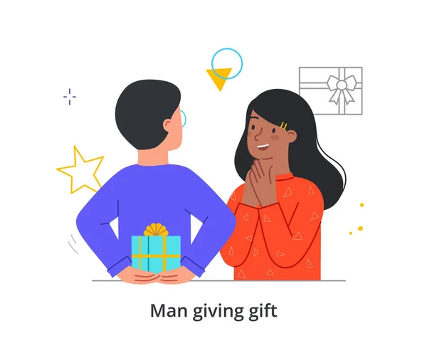 Man geven geschenk — Stockvector