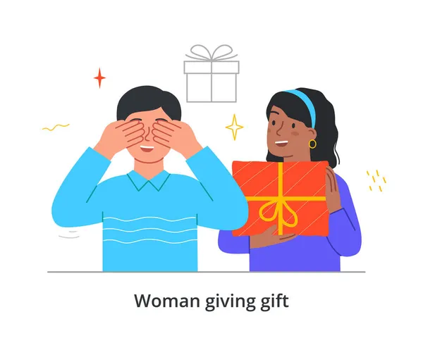 Mujer dando regalo — Vector de stock