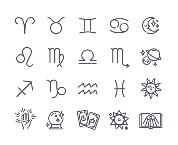 Ensemble simple d'icônes astrologiques — Image vectorielle