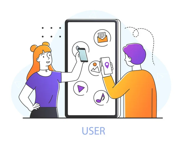 Concepto de usuario del teléfono móvil — Archivo Imágenes Vectoriales