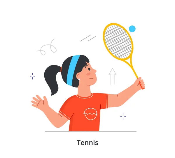Dziewczyna zaangażowana w koncepcję tenisa — Wektor stockowy