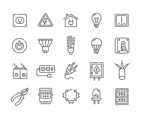 Conjunto de icono de electricidad — Archivo Imágenes Vectoriales