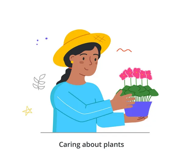 Gondoskodás a növények koncepciójáról — Stock Vector