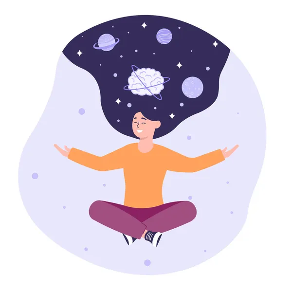 Méditation pour relaxer l'esprit et le cerveau concept — Image vectorielle