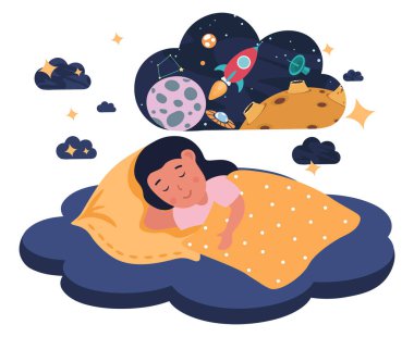 Tatlı küçük kız uyku konsepti