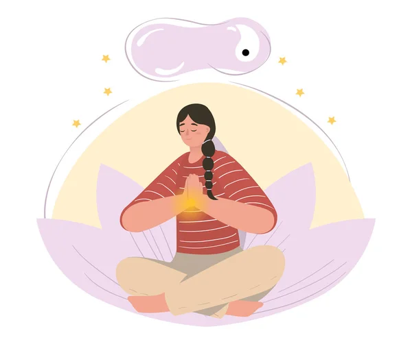 Meditáció és elmetisztítás — Stock Vector