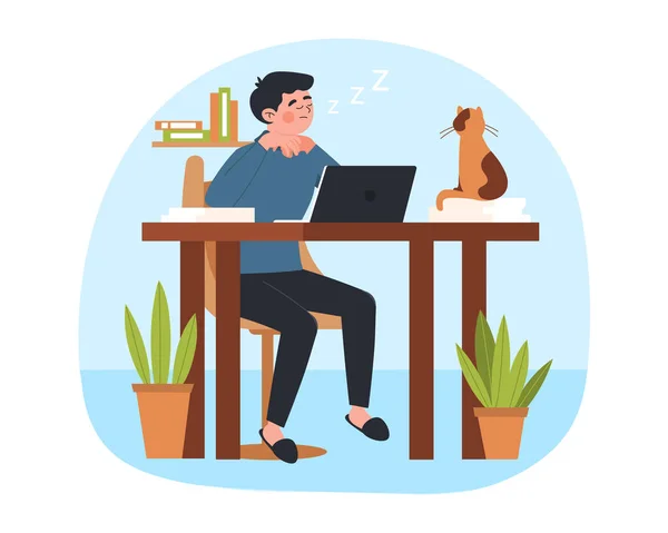 Sleeping on workplace — Stock Vector