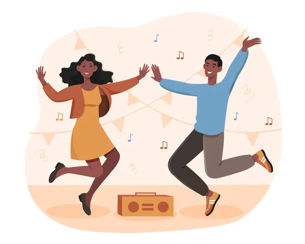 Lyckliga paret dansar — Stock vektor