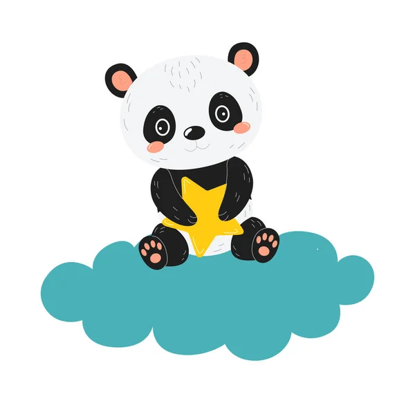 Panda auf Wolke sieben — Stockvektor