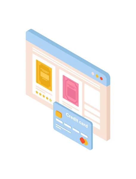 Carte de crédit et vitrine — Image vectorielle