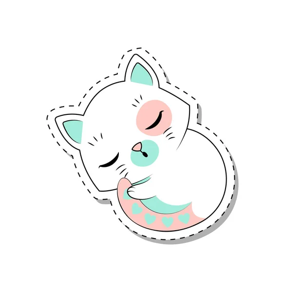 Cat sleep sticker — Stock Vector