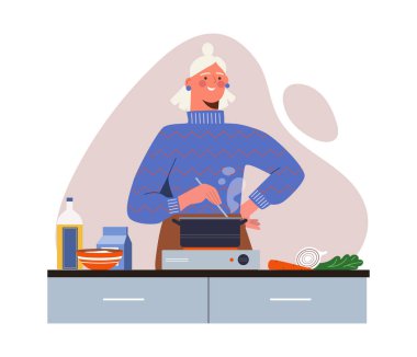 Kız çorba yapıyor.