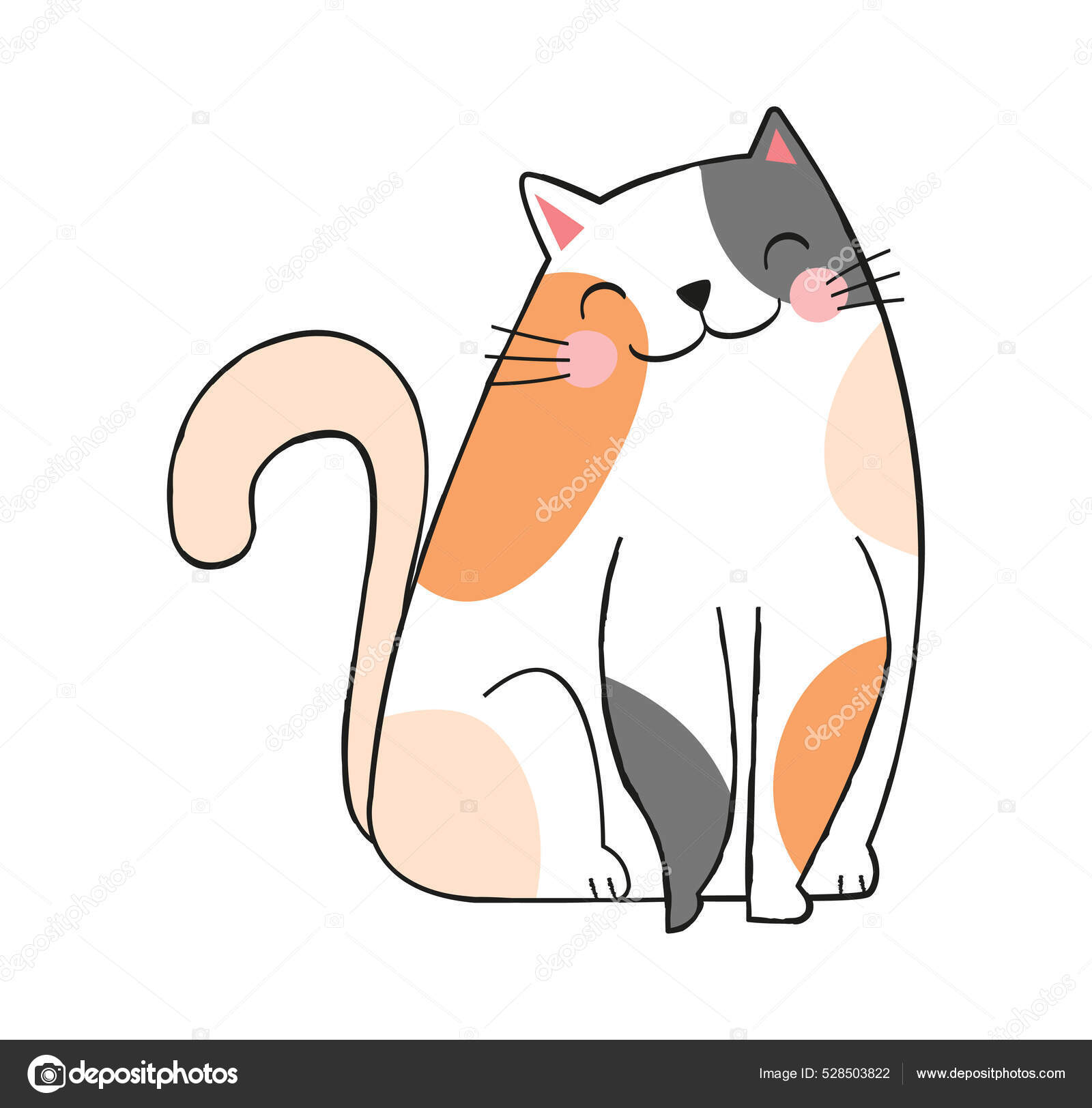 elemento de desenho animado de cabeça de saudação de gatinho fofo