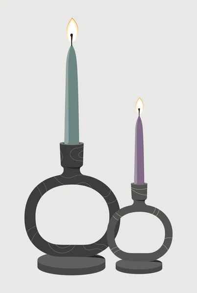 Aufkleber mit zwei Kerzen — Stockvektor