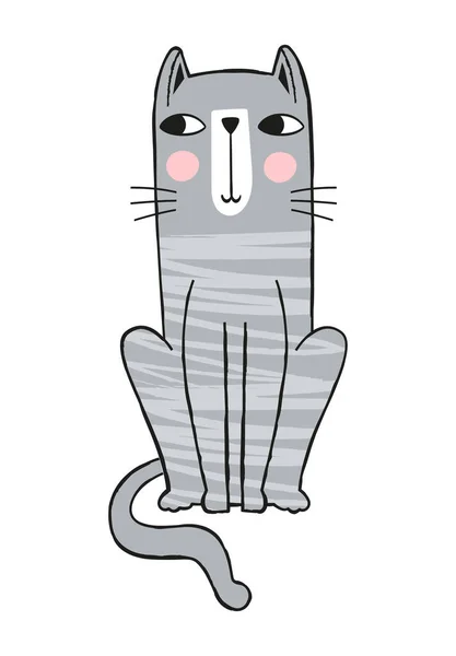 Grey cat sticker — Stock Vector