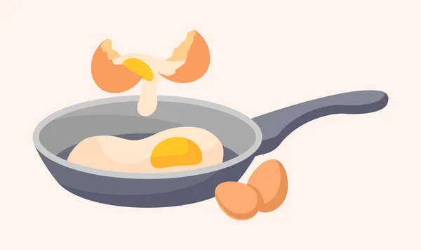 煎锅里的碎鸡蛋 — 图库矢量图片