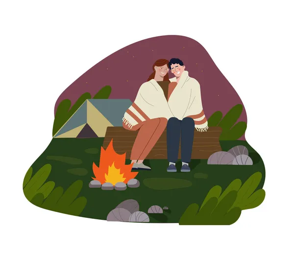 Concept de camping en couple — Image vectorielle