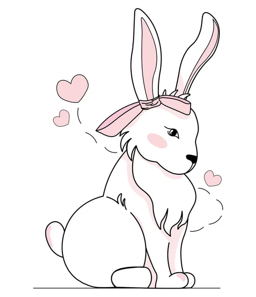 Schattige Bunny met hart op witte achtergrond — Stockvector