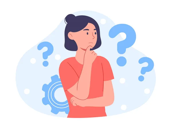 Young woman doubts and questioning everything — Stock Vector