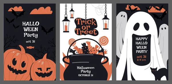 Ensemble d'invitations de fête d'Halloween — Image vectorielle