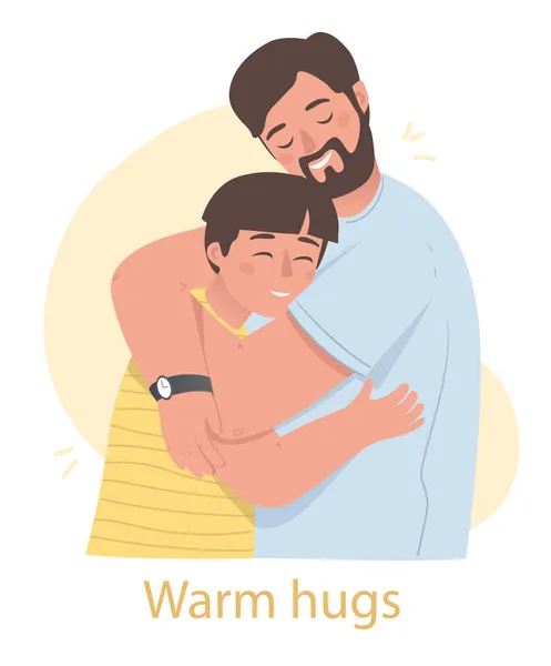 Warme knuffels met kind — Stockvector