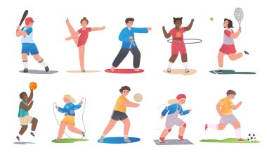 Mutlu çocuklar spor oyunu konsepti oynuyor.