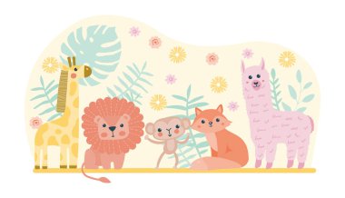 Sevimli vahşi hayvanlar konsepti