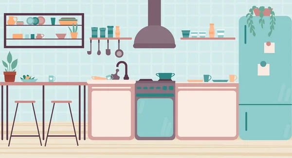 居心地の良いキッチンインテリアコンセプト — ストックベクタ