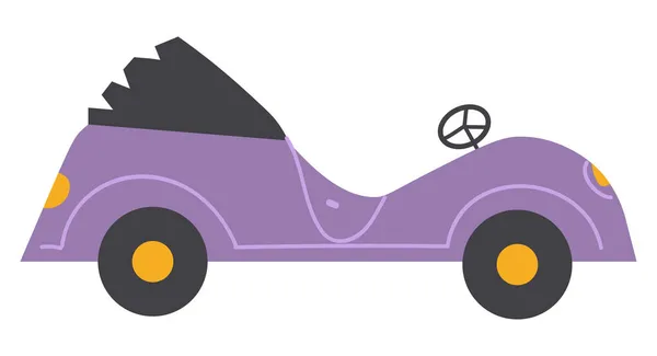 Retro paarse auto met klapdak — Stockvector