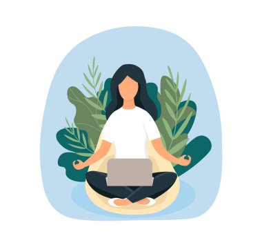 İş kadını meditasyon konsepti